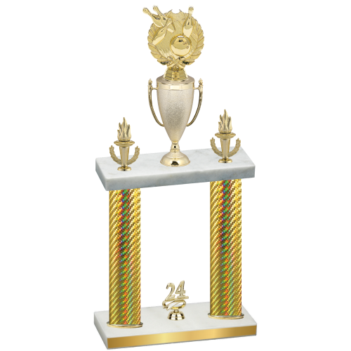 Double Gold Carbon Fiber Year Bowling Trophy