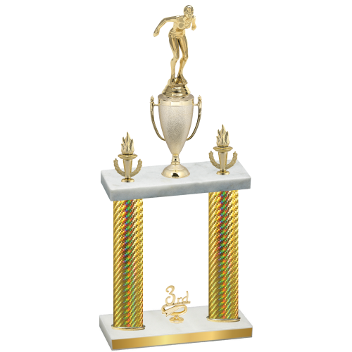 Double Gold Carbon Fiber Third Place Tennis Trophy