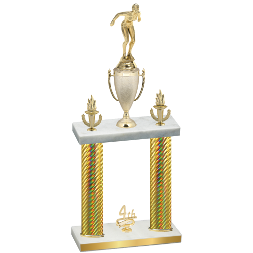 Double Gold Carbon Fiber Fourth Place Tennis Trophy