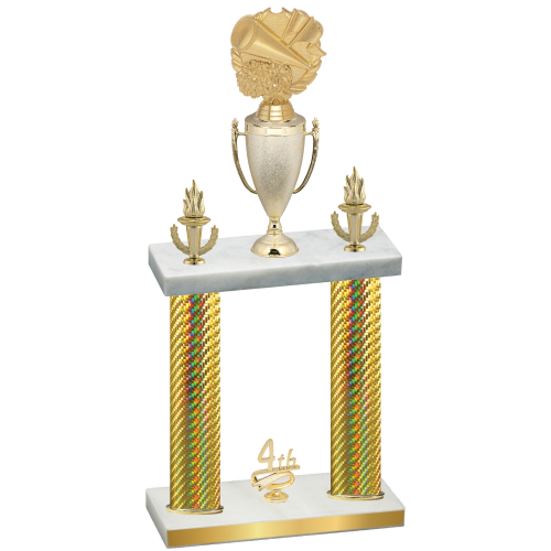 Double Gold Carbon Fiber Fourth Place Cheerleading Trophy
