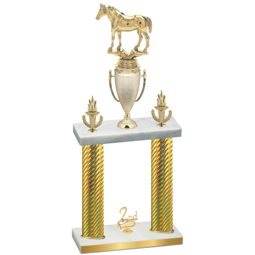 Double Gold Carbon Fiber Second Place Horses Trophy