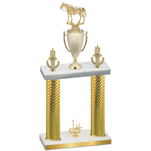 Double Gold Carbon Fiber First Place Horses Trophy