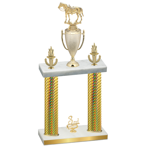 Double Gold Carbon Fiber Third Place Horses Trophy