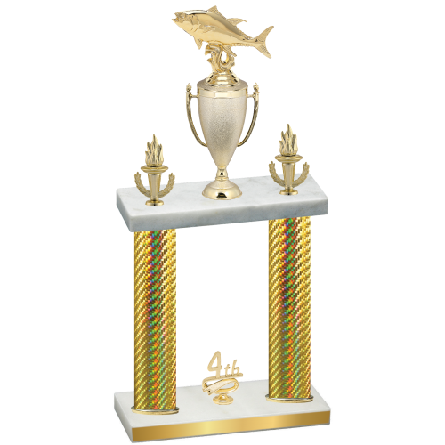 Double Gold Carbon Fiber Fourth Place Fishing Trophy