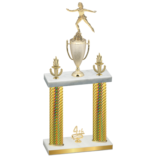 Double Gold Carbon Fiber Fourth Place Skater Trophy