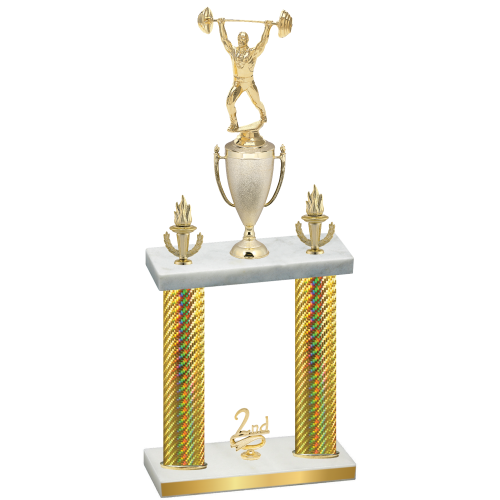 Double Gold Carbon Fiber Second Place Weights Trophy