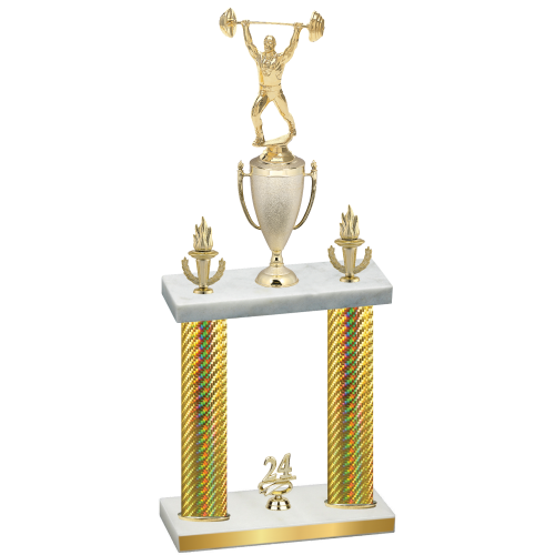 Double Gold Carbon Fiber Year Weights Trophy