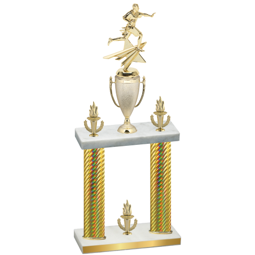 Double Gold Carbon Fiber Victory Flag Football Trophy