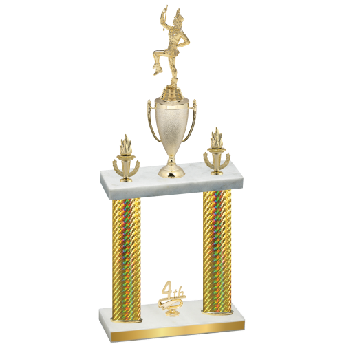 Double Gold Carbon Fiber Fourth Place Majorette Trophy