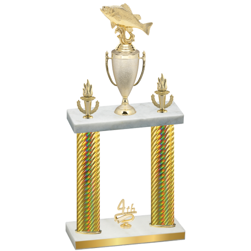 Double Gold Carbon Fiber Fourth Place Fishing Trophy