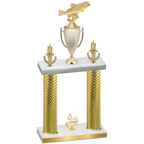 Double Gold Carbon Fiber Fourth Place Fishing Trophy