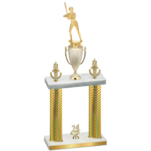 Double Gold Carbon Fiber Year Softball Trophy