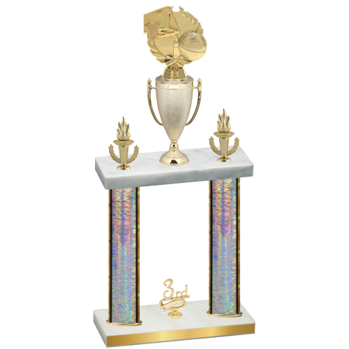 Double Silver Glacier Third Place Basketball Trophy