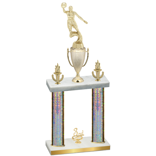 Double Silver Glacier Third Place Basketball Trophy