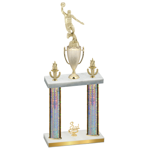 Double Silver Glacier Third Place Basketball Trophy