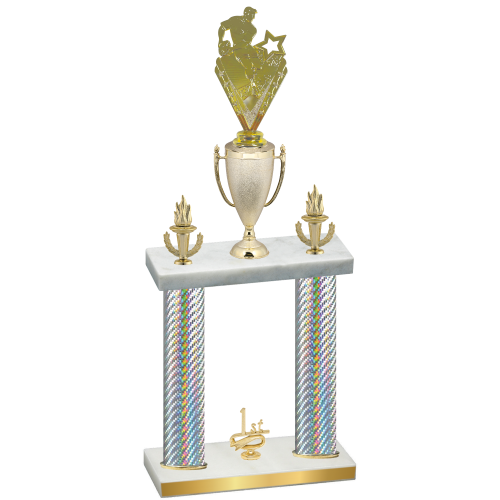 Double Silver Carbon Fiber First Place Rugby Trophy