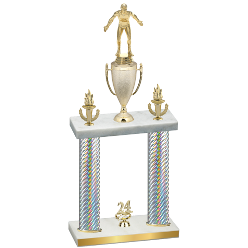 Double Silver Carbon Fiber Year Wrestling Trophy