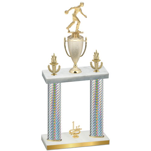 Double Silver Carbon Fiber First Place Bowling Trophy