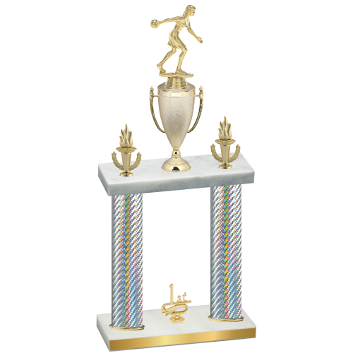Double Silver Carbon Fiber First Place Bowling Trophy