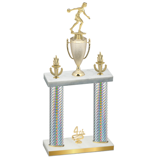 Double Silver Carbon Fiber Fourth Place Bowling Trophy
