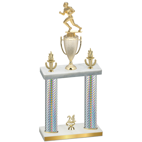 Double Silver Carbon Fiber Year Football Trophy