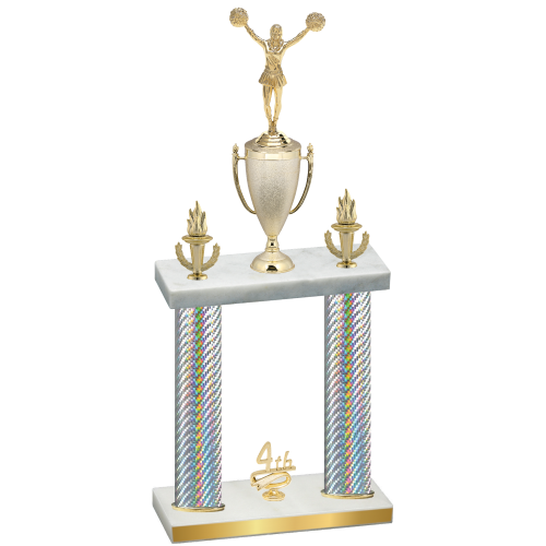 Double Silver Carbon Fiber Fourth Place Cheerleading Trophy