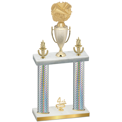 Double Silver Carbon Fiber Fourth Place Cheerleading Trophy