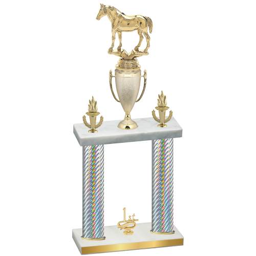 Double Silver Carbon Fiber First Place Horses Trophy