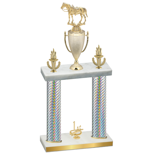 Double Silver Carbon Fiber First Place Horses Trophy