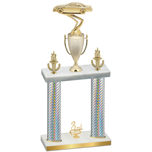 Double Silver Carbon Fiber Third Place Cars Trophy