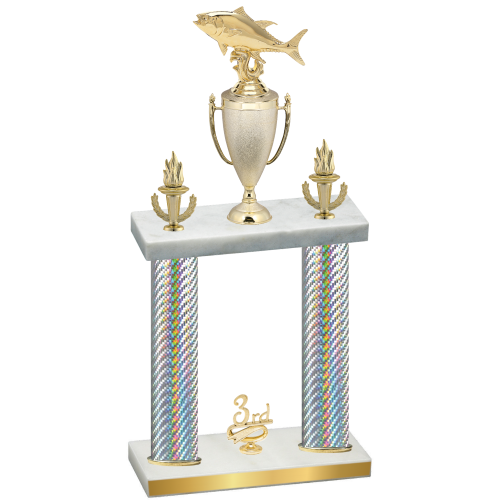 Double Silver Carbon Fiber Third Place Fishing Trophy