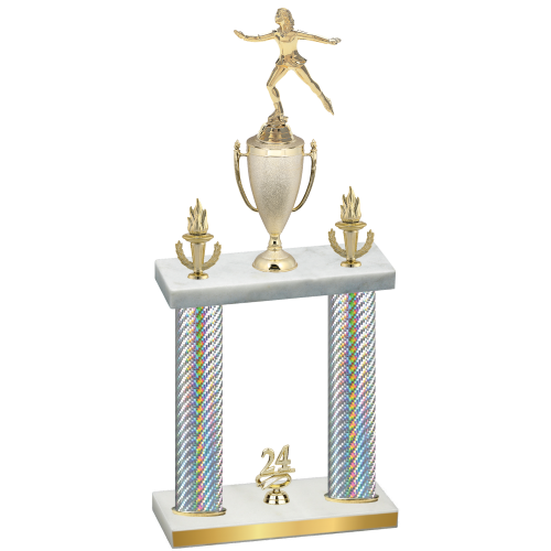 Double Silver Carbon Fiber Year Skater Trophy