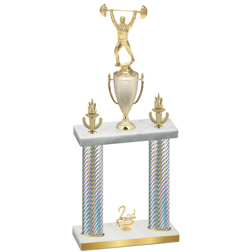 Double Silver Carbon Fiber Second Place Weights Trophy