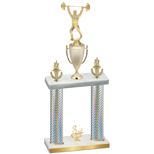 Double Silver Carbon Fiber Third Place Weights Trophy