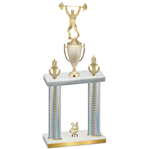 Double Silver Carbon Fiber Year Weights Trophy