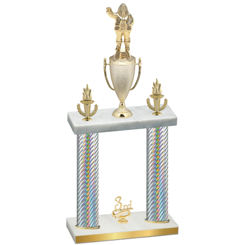 Double Silver Carbon Fiber Third Place Holiday Trophy