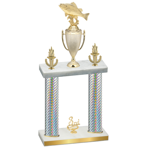 Double Silver Carbon Fiber Third Place Fishing Trophy