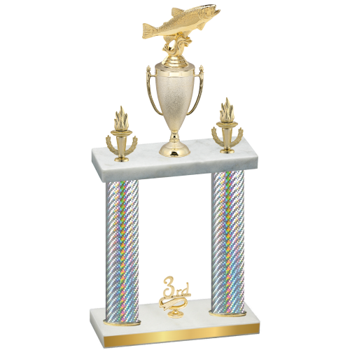 Double Silver Carbon Fiber Third Place Fishing Trophy