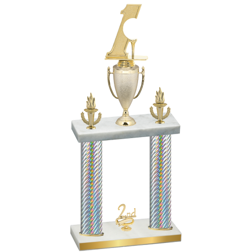 Double Silver Carbon Fiber Second Place Golf Trophy