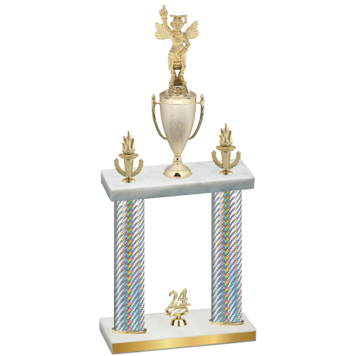 Double Silver Carbon Fiber Year Academics Trophy