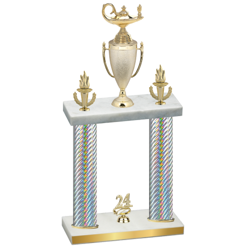 Double Silver Carbon Fiber Year Academics Trophy