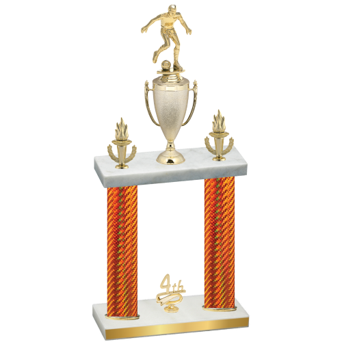 Double Orange Carbon Fiber Fourth Place Soccer Trophy