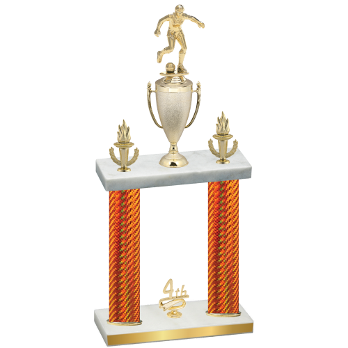 Double Orange Carbon Fiber Fourth Place Soccer Trophy