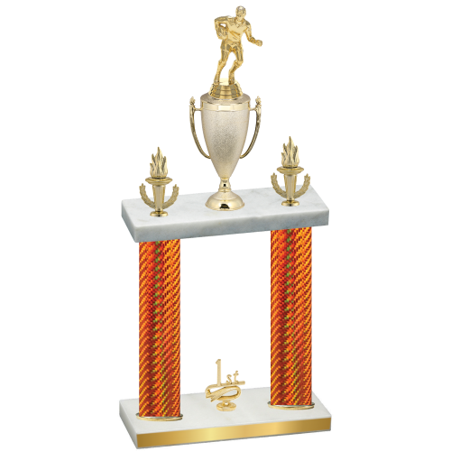 Double Orange Carbon Fiber First Place Rugby Trophy