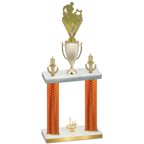 Double Orange Carbon Fiber First Place Rugby Trophy
