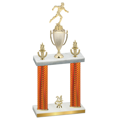 Double Orange Carbon Fiber Year Running Trophy