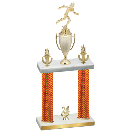 Double Orange Carbon Fiber Year Running Trophy