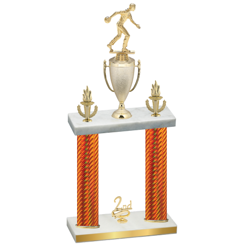 Double Orange Carbon Fiber Second Place Bowling Trophy
