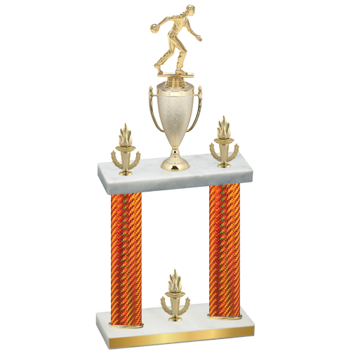 Double Orange Carbon Fiber Victory Bowling Trophy