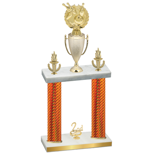 Double Orange Carbon Fiber Second Place Bowling Trophy
